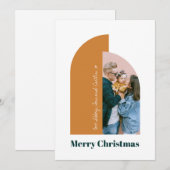 モダンアーチゴールド メリークリスマス家族写真 シーズンカード (正面/裏面)