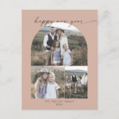 モダンアーチサーモン写真コラージュ家族 シーズンポストカード (正面)