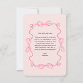 モダンアーチピンクフローラ写真卒業パーティー サンキューカード (裏面)