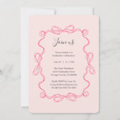 モダンアーチピンクフローラ写真卒業パーティー 招待状 (裏面)