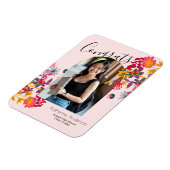 モダンアーチピンクフローラ写真卒業 マグネット (左側)