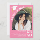 モダンアーチピンク5枚 卒業写真 招待状 (正面)