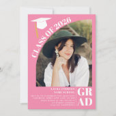 モダンアーチピンク5枚 卒業写真 招待状 (正面)