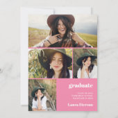 モダンアーチピンク5枚 卒業写真 招待状 (裏面)