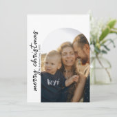 モダンアーチファミリーフォトクリスマスホリデーカード 招待状 (スタンド正面)