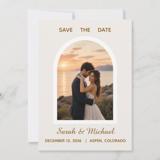 モダンアーチフォトの結婚式 セーブ・ザ・デート (正面)