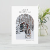モダンアーチフォトクリスマスカードホワイトミニマリスト 案内状 (スタンド正面)