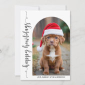 モダンアーチフォトクリスマスハッピーハウリデイズドッグ シーズンカード (正面)