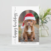 モダンアーチフォトクリスマスハッピーハウリデイズドッグ シーズンカード (スタンド正面)