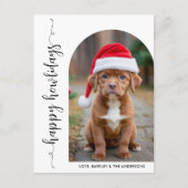 モダンアーチフォトクリスマスハッピーハウリデイズドッグ シーズンポストカード (正面)