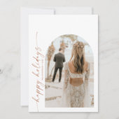 モダンアーチフォトクリスマスホリデーカード 招待状 (正面)