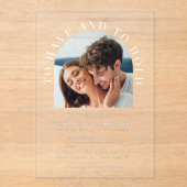 モダンアーチフォトホワ結婚イト アクリル招待状 (正面)