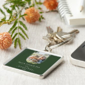 モダンアーチフォト父の日 |エメラルドグリーン キーホルダー (側面)