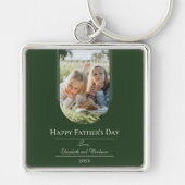 モダンアーチフォト父の日 |エメラルドグリーン キーホルダー (正面)