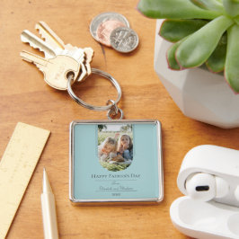 モダンアーチフォト父の日 |ティール(緑がかった色) キーホルダー