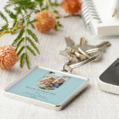 モダンアーチフォト父の日 |ティール（緑がかった色） キーホルダー (側面)