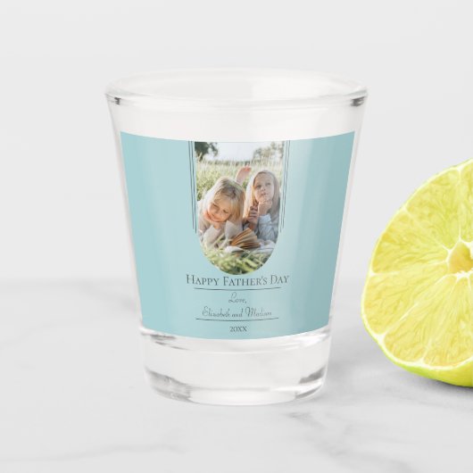 モダンアーチフォト父の日 |ティール(緑がかった色) ショットグラス (正面)