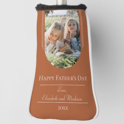 モダンアーチフォト父の日 |焦げたオレンジ ゴルフヘッドカバー (回転90)