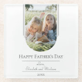 モダンアーチフォト父の日 |白 ガラスコースター (正面)