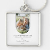 モダンアーチフォト父の日 |白 キーホルダー (正面)