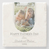 モダンアーチフォト父の日 |白 ストーンコースター (正面)