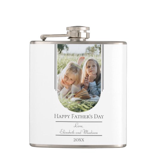 モダンアーチフォト父の日 |白 フラスク (正面)