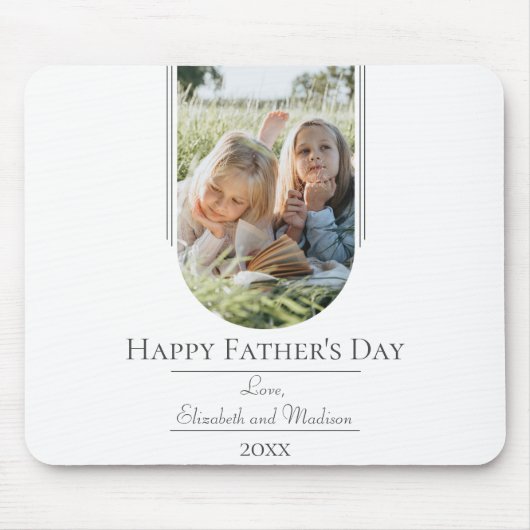 モダンアーチフォト父の日 |白 マウスパッド (正面)