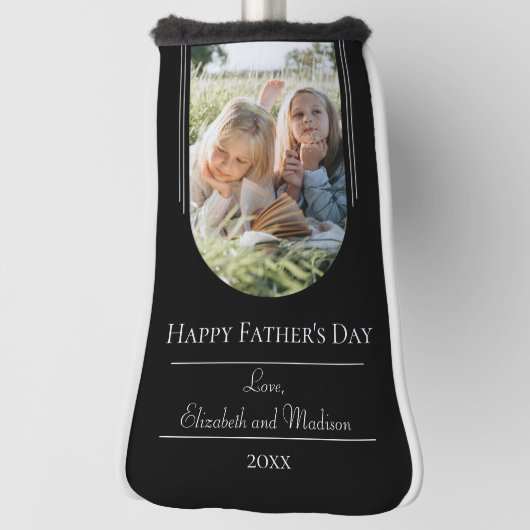 モダンアーチフォト父の日 |黒 ゴルフヘッドカバー (回転90)