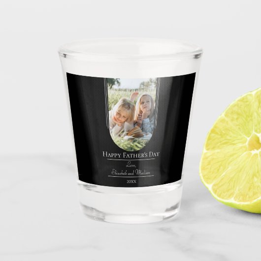 モダンアーチフォト父の日 |黒 ショットグラス (正面)