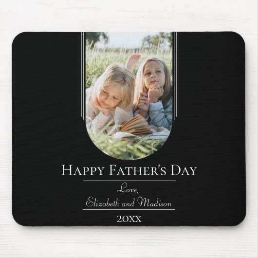 モダンアーチフォト父の日 |黒 マウスパッド (正面)
