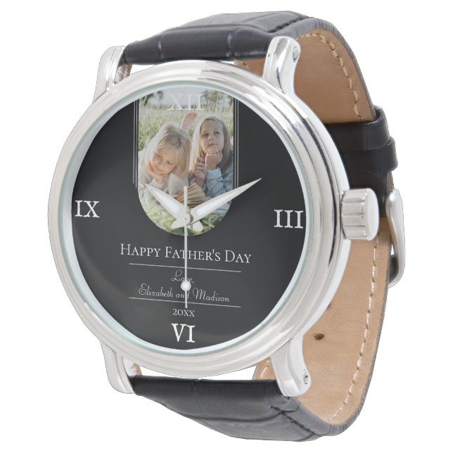 モダンアーチフォト父の日 |黒 腕時計 (アングル)
