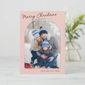 モダンアーチフレームピンクの休日の写真 シーズンカード (スタンド正面)