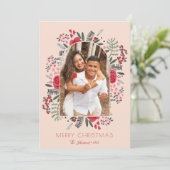 モダンアーチフレームフローラメリークリスマスフォト シーズンカード (スタンド正面)