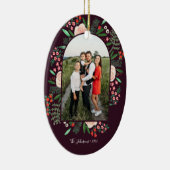 モダンアーチフレームフローラメリークリスマスフォト セラミックオーナメント (右)