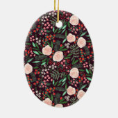 モダンアーチフレームフローラメリークリスマスフォト セラミックオーナメント (裏面)