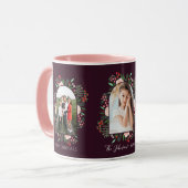 モダンアーチフレームフローラメリークリスマスフォト マグカップ (正面左)
