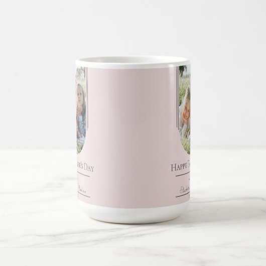 モダンアーチフレーム写真父の日 |ピンク コーヒーマグカップ (中央)
