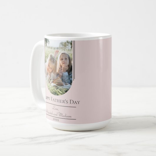 モダンアーチフレーム写真父の日 |ピンク コーヒーマグカップ (正面左)