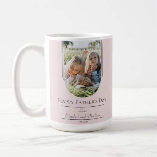 モダンアーチフレーム写真父の日 |ピンク コーヒーマグカップ (左)