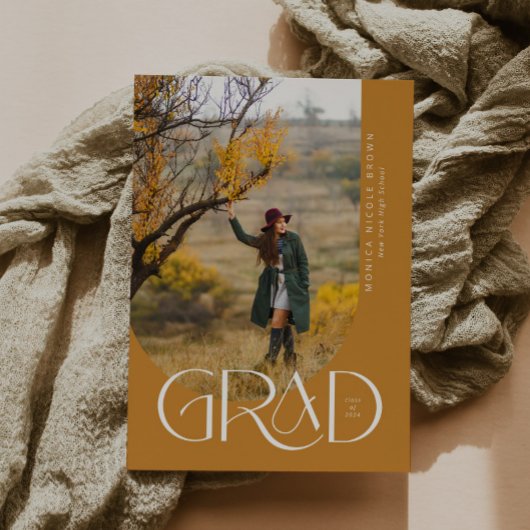 モダンアーチミニマル写真卒業パーティー 招待状