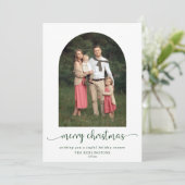 モダンアーチメリークリスマスホリデー写真 シーズンカード (スタンド正面)