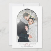 モダンアーチメリーフレームと明るい写真 シーズンカード (正面)