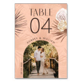 モダンアーチ写真ボヘミアンボホウォーター色花模様 テーブルナンバー (裏面)