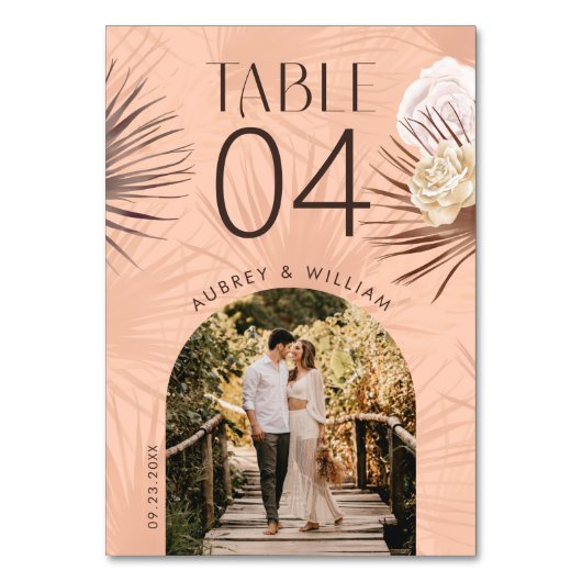 モダンアーチ写真ボヘミアンボホウォーター色花模様 テーブルナンバー (正面)