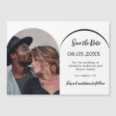 モダンアーチ写真結婚式Dateマグネットを保存 マグネット招待状 (正面)
