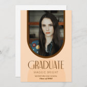 モダンアーチ卒業写真オープンハウス招待状 招待状 (正面/裏面)