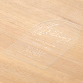 モダンアーチ白書文字結婚文字 アクリル招待状 (レイダウン)