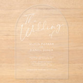 モダンアーチ白書文字結婚文字 アクリル招待状 (正面)