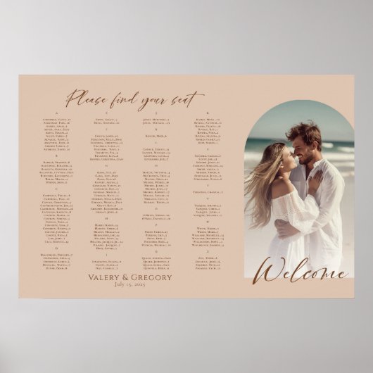 モダンアーチ結婚写真の座席表 ポスター (正面)