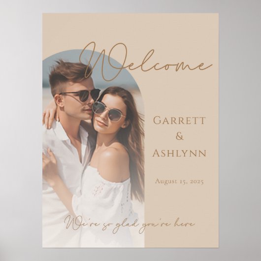 モダンアーチ結婚写真の歓迎サイン ポスター (正面)